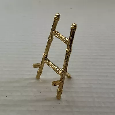 Vtg Mini Brass/Gold Bamboo Easel Display Stand Picture Card Holder 3” Tall • $16