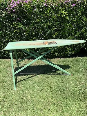 Vintage Wood Green Ironing Board Rid -Jid Ironing Table • $99