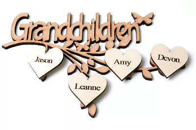 Wooden MDF Grandchildren Branch Family Tree Shape With Personalised Hearts • £5.60