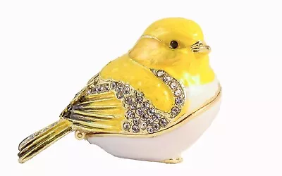 Bejeweled Small Goldfinch Bird Trinket Box. Hand Set Swarovski Crystals & Enamel • $44.99