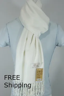 DG Pashmina Women's Scarf Shawl Wrap-Silk.Cashmere~Solid Off White*-030 • $11.99