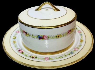 $49.95 • Buy Vintage Nippon Royal Crockery Covered Cheese Keeper Butter Dish Handpainted
