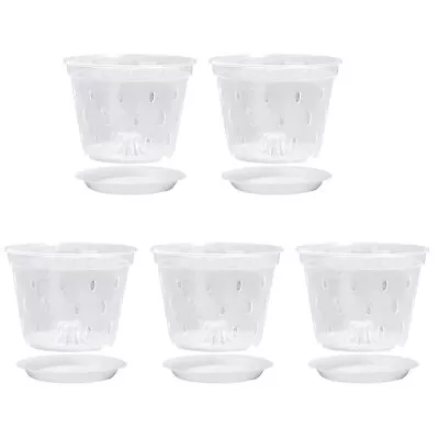 5 7 Inch White Plastic Orchid Pots With Drainage Holes And Saucers (73) • $28.32