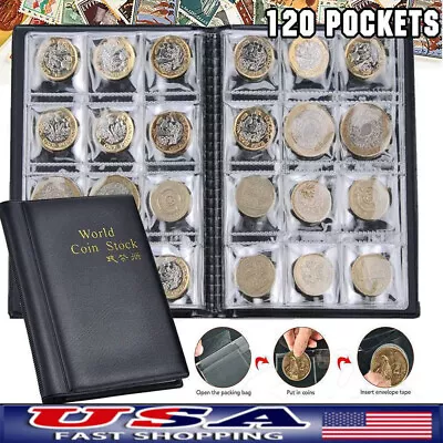 120 Pockets Coin Collection Storage Book Album Money Holder $2 Coins Folder • $8.99