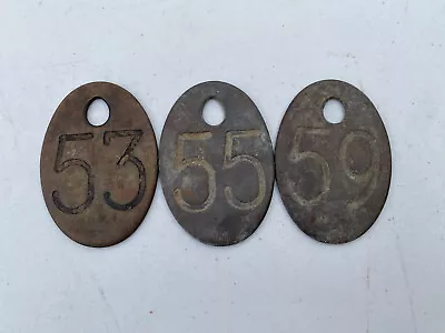 Vintage Antique Numbered Brass Metal Cow Tag Lot Of 3 Unpolished • $65