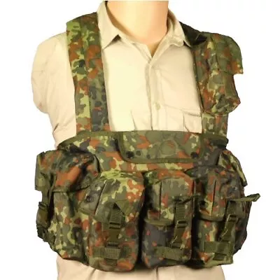 Mil-Tec Tactical Chest Rig Molle Webbing Flecktarn Camouflage AIrsoft Paintball • $40.41