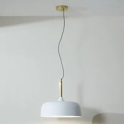 White Cafe Ceiling Light Minimalist Drop Pendant Light Matt Metal Ceiling Light • £49.45