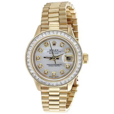 $11995 • Buy Rolex DateJust President Princess Cut Diamond Watch 18K Gold 26mm MOP Dial 2 CT.