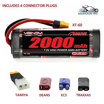 RC Car Battery 7.2v 2000mah NiMH Rechargeable Pack With Tamiya Deans XT60 Plug • £15.99