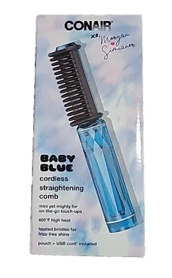 NEW! Conair Baby Blue Mini Cordless Straightening Comb With USB Cord And Pouch • $10