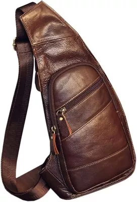 Leather Sling Bag Backpack For Men Women Crossbody Shoulder Chest Day Pack NEW • $23.95