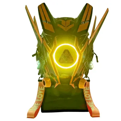 $353.40 • Buy Cyberpunk Mask Cosplay Horns Angel Ring Yellow LED Light Props Halloween Party