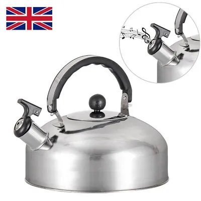 UK Stainless Steel Whistling Kettle 2L Stove Top Hob Kitchenware Tea Camping • £7.50