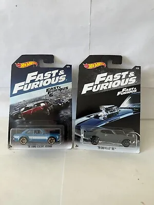 Hot Wheels Lot 2x Fast & Furious '70 Ford Escort RS1600 / '70 Chevelle SS L82 • $8.99