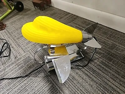 Vintage DC-3 Airplane Desk Lamp Frosted Yellow Glass Art Deco Chrome. Sasparilla • $155