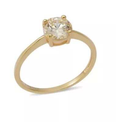 ELANZA Swiss Star Simulated Canary Diamond Ring In 925 Sterling Silver. Size P • £15