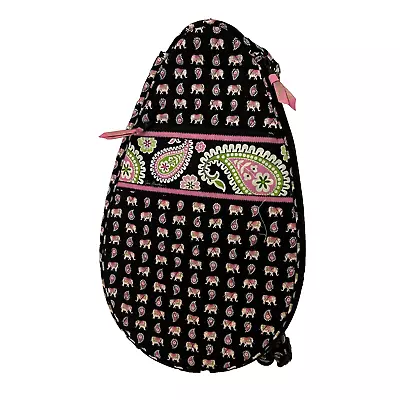 RETIRED Vera Bradley Quilted Pink Elephant Tennis Raquet Cover Sling Bag Paisley • $27