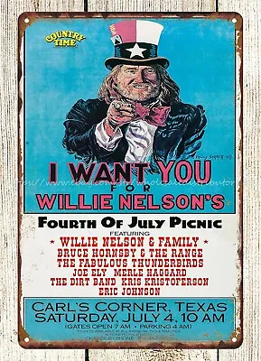 $18.98 • Buy 1987 Willie Nelson's Fourth Of July Picnic Concert Poster Metal Tin Sign 