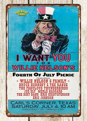 $18.98 • Buy 1987 Willie Nelson's Fourth Of July Picnic Concert Poster Metal Tin Sign 