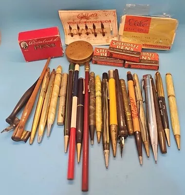 Vintage PEN LOT Asst Styles Writing Styles Pens Pencils Fountain Nibs Lighter GF • $9.99