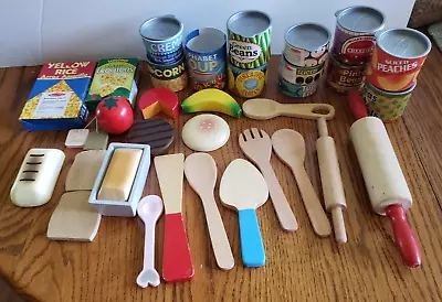 Lot Of 34 Melissa & Doug Wood And Plastic Play Food  & Utensils Pre-owned • $25