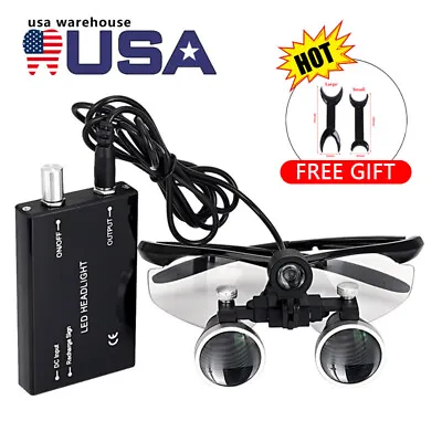 Dental 3.5X Magnifier Medical Binocular Loupes With Surgical LED Head Light Lamp • $64.99