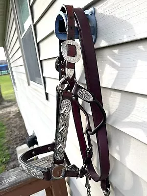 CIRCLE Y Dark Oil German Silver Western Show Halter - Mare Size W/Lead Diamond • $250