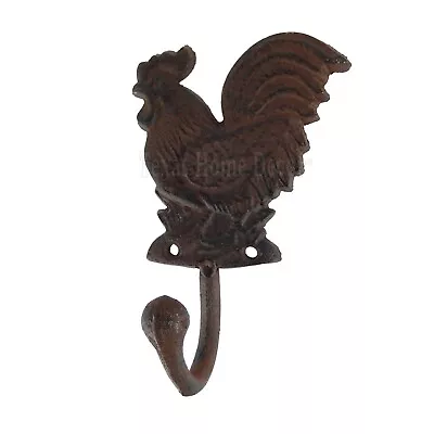 Rooster Wall Hook Hanger Cast Iron Rustic Brown Finish Antique Style • $12.95