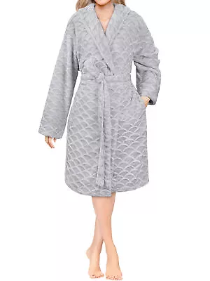 Women Fleece Robe Short Soft Warm Bathrobe Night Spa Robe Microfiber Plus Sizes • $25.99