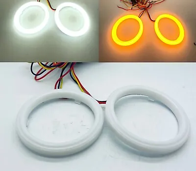 £36.31 • Buy LED Headlight Rings Halo Angel Eyes White + Amber Indicator DRL Switchback.