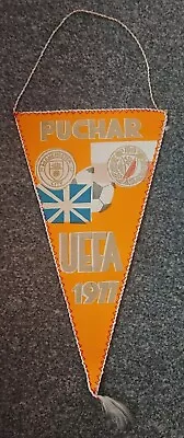 Rare Vintage Manchester City V Widzew Lodz Small Pennant UEFA 1977 • £12