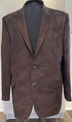 Chaps Ralph Lauren Men DARK Brown Sport Coat ULTRA SUEDE  MICROFIBER Blazer 48L • $9