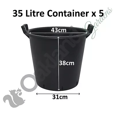 5 X 35 Litre Plant Tree Pot With Handles Heavy Duty 35L Lt Big Large Plastic • £30.95