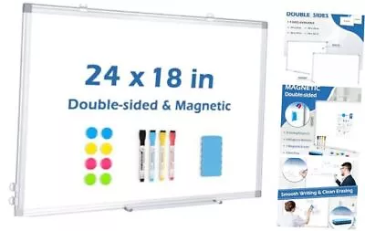 White Board Magnetic Dry Erase Board 24 X 24 X 18 IN Double-sided Whiteboard • $42.82