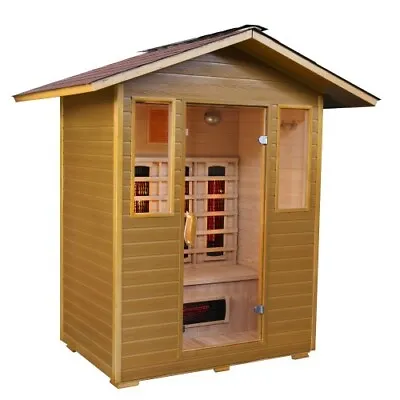Infrared Sauna 3 Person Outdoor Indoor Canadian Hemlock Wood Ceramic Heaters New • $3590.12