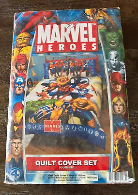 2005 Marvel Heroes Quilt Cover Set Double Bed • $40