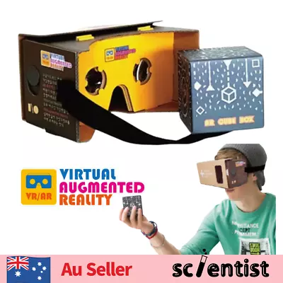 AR VR 3D Google Cardboard DIY Headset AR Cube Box All 3-6 Inch Phones Clear Lens • $15.90