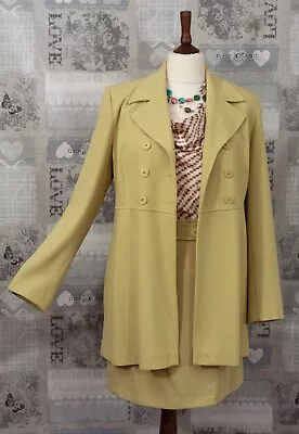  Charlotte Halton  Lime Green Soft Gaberdine Lined Two Piece Skirt Suit. UK 12. • £22