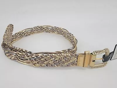 Womens White Stag Soft Gold Tone Silver Color Belt Faux Leather Size XL • $8.99