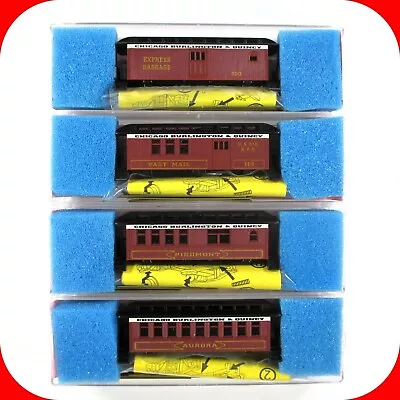 N Scale **CB&Q** Chicago Burlington Overton Old Time Passenger 4-Set ROUNDHOUSE • $105.99