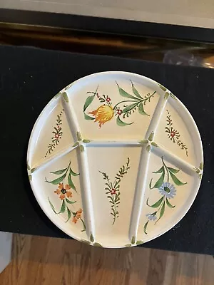 Italian Hand Painted Divided Fondue Plate Vtg • $15.50