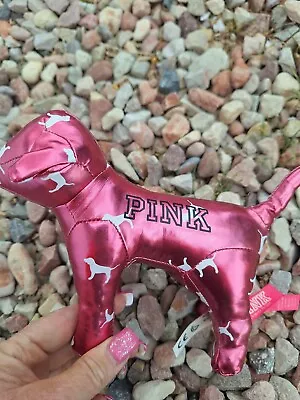 Victoria's Secret PINK Plush Hot Pink  Mini Vynil Stuffed Animal Dog • $4