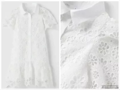 Zara Girl's  Guipure Shirt Dress White Short Sleeve Eyelet Lace  6978/092  7 New • $25.49