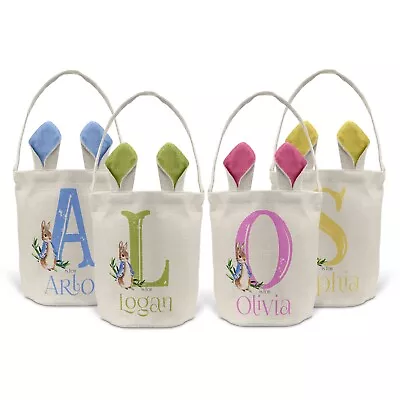 Personalised Easter Egg Hunt Tote Basket Bucket Peter Bunny Rabbit Gift Kids  • £12.49