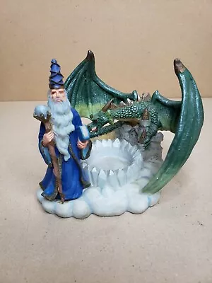 $25.65 • Buy Wizard Dragon Castle Oil Incense Tealight Candle Warmer Holder Mystical Figure