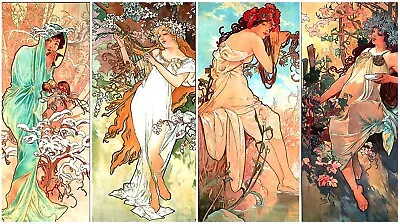  Alphonse Mucha Seasons Art Poster Ideas For The Bedroom • $16.95