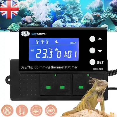 New Digital Reptile Thermostat Day & Night Dimming+Timer Aquarium Heat Tool UK • £29.94