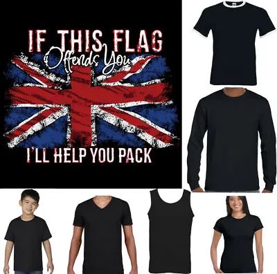 UNION JACK T-SHIRT Mens If This Flag Offends You Immigration Rugby Football Top • £8.99