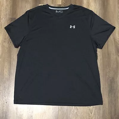 Under Armour Men’s Performance Gym Shirt V-Neck Black Polyester 2XL Excellent • $19.99