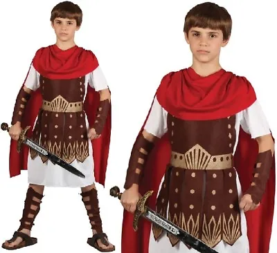 Childrens Boys Roman Centurion Fancy Dress Costume Childs Gladiator Outfit W • $35.17